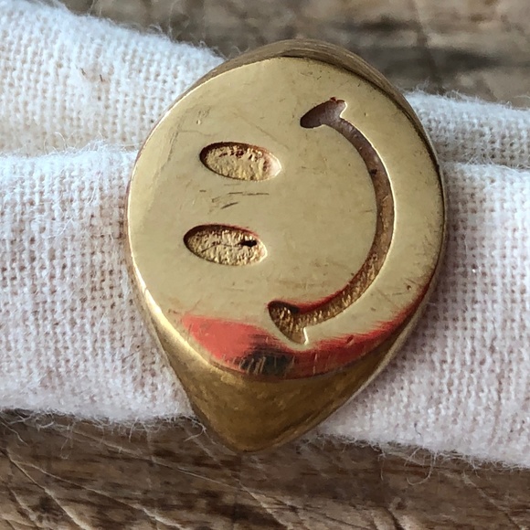 Gold plated SMILE FACE Signac size 7 - Picture 2 of 5